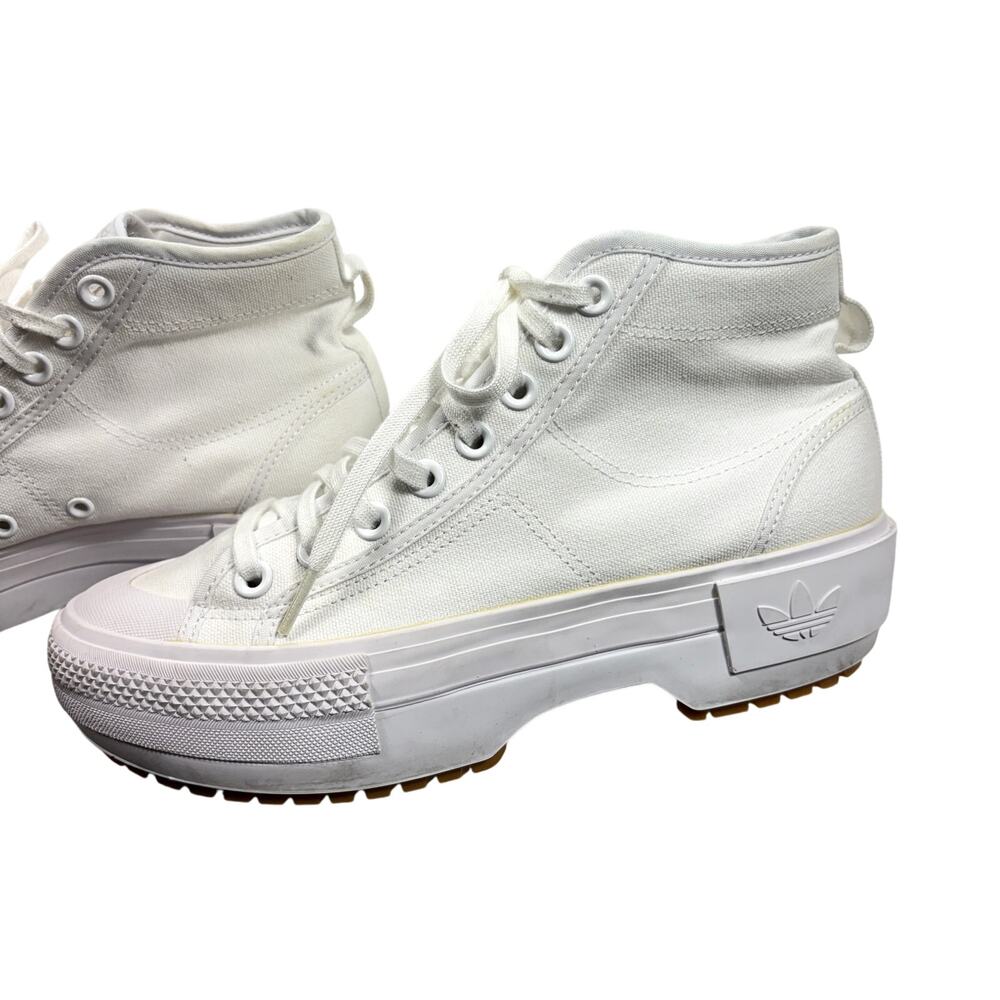 Adidas Nizza Platform Mid White Canvas High Top Sneakers Women's US 8.5 Chunky